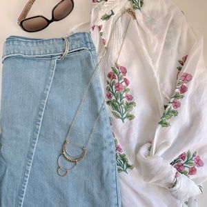 Lucky Brand Floral Peasant Blouse, Size Sm